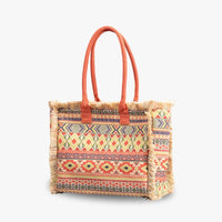 Sac cabas en toile texturée à motifs colorés