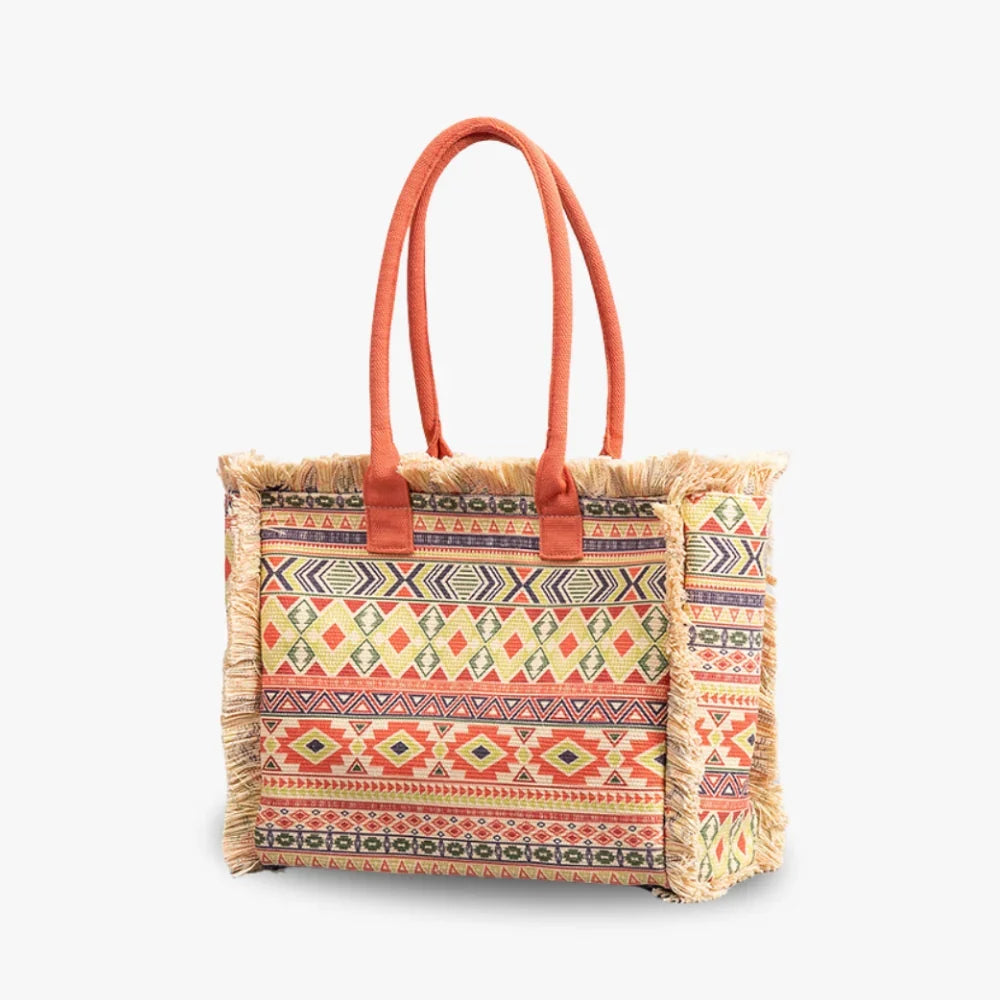 Sac cabas en toile texturée à motifs colorés