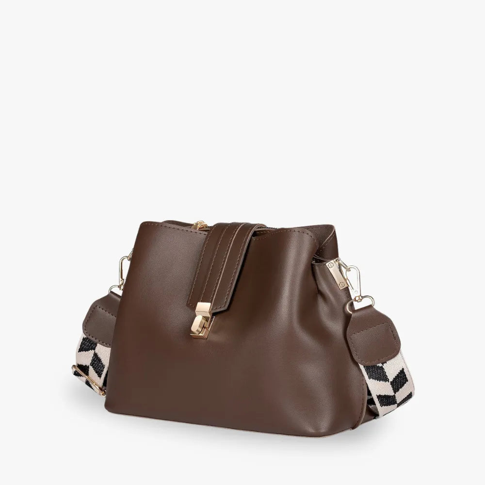 Sac bandoulière en simili cuir à fermoir métallique