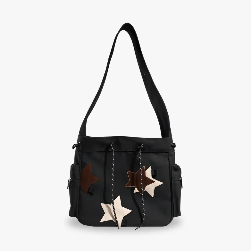 Sac hobo en toile à patchs étoiles