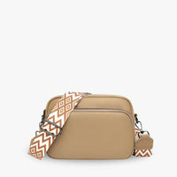Petit sac bandoulière en simili cuir à sangle brodée