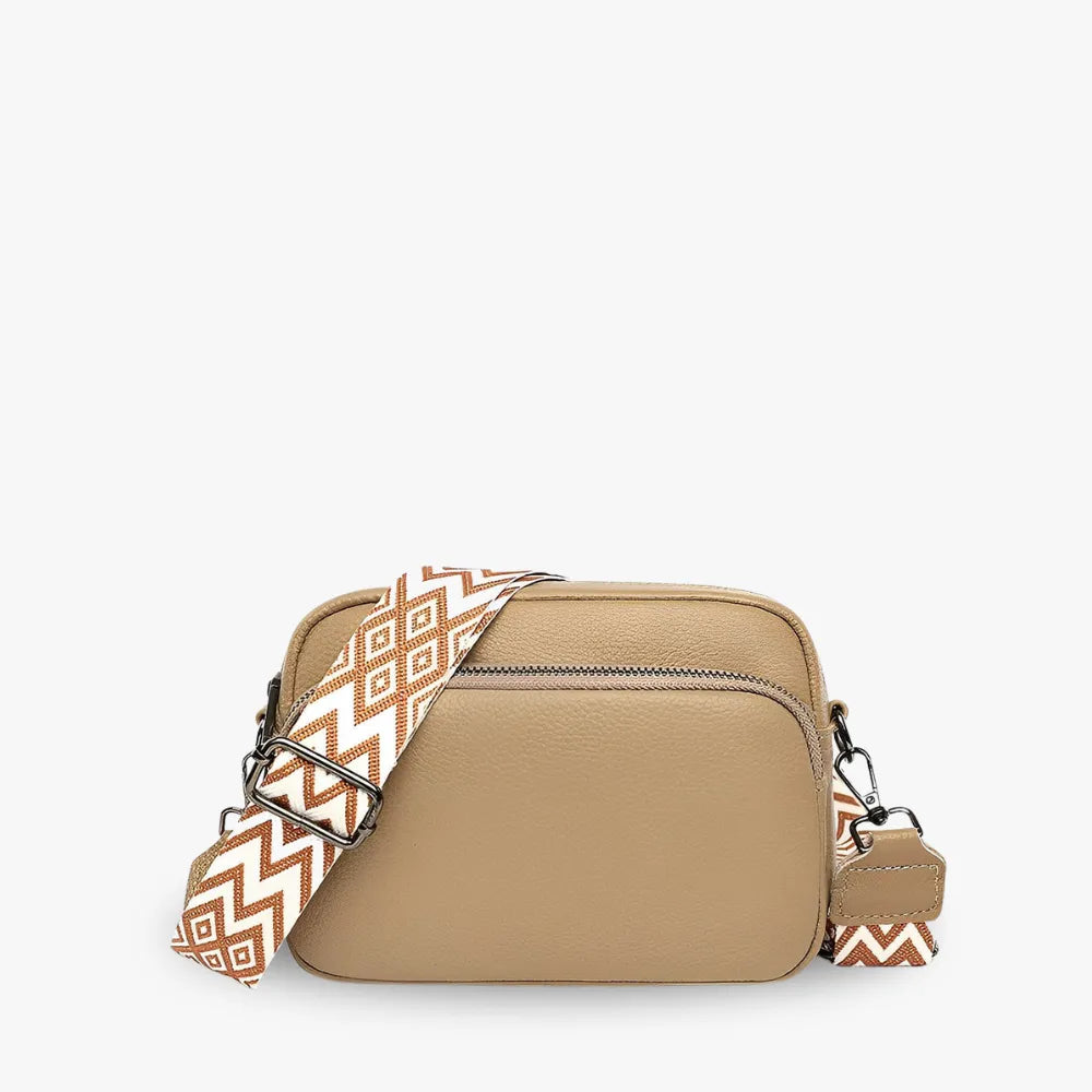 Petit sac bandoulière en simili cuir à sangle brodée
