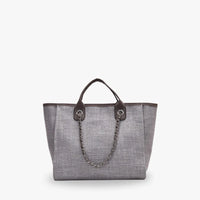 Sac cabas vintage en toile à bandoulière chaîne