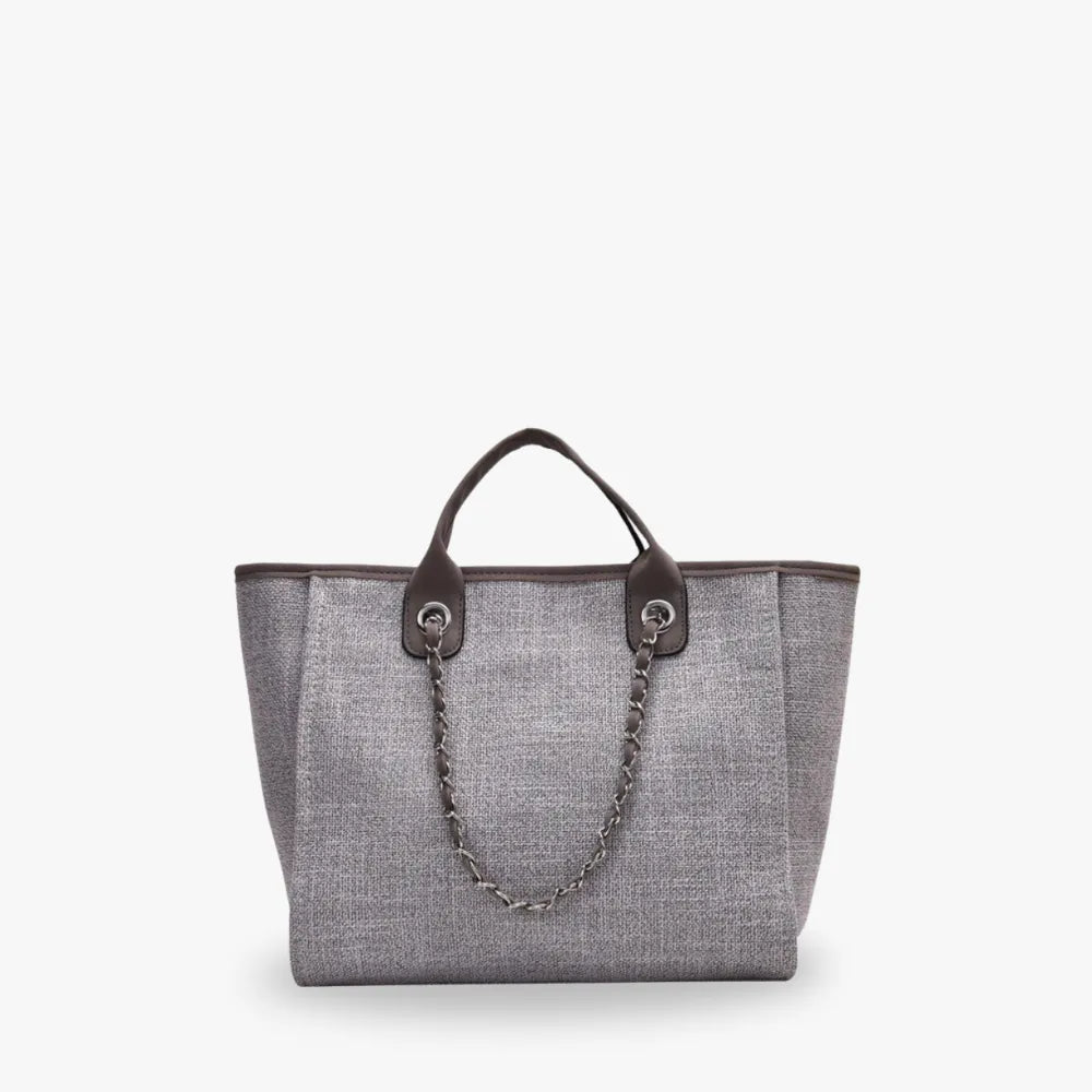 Sac cabas vintage en toile à bandoulière chaîne
