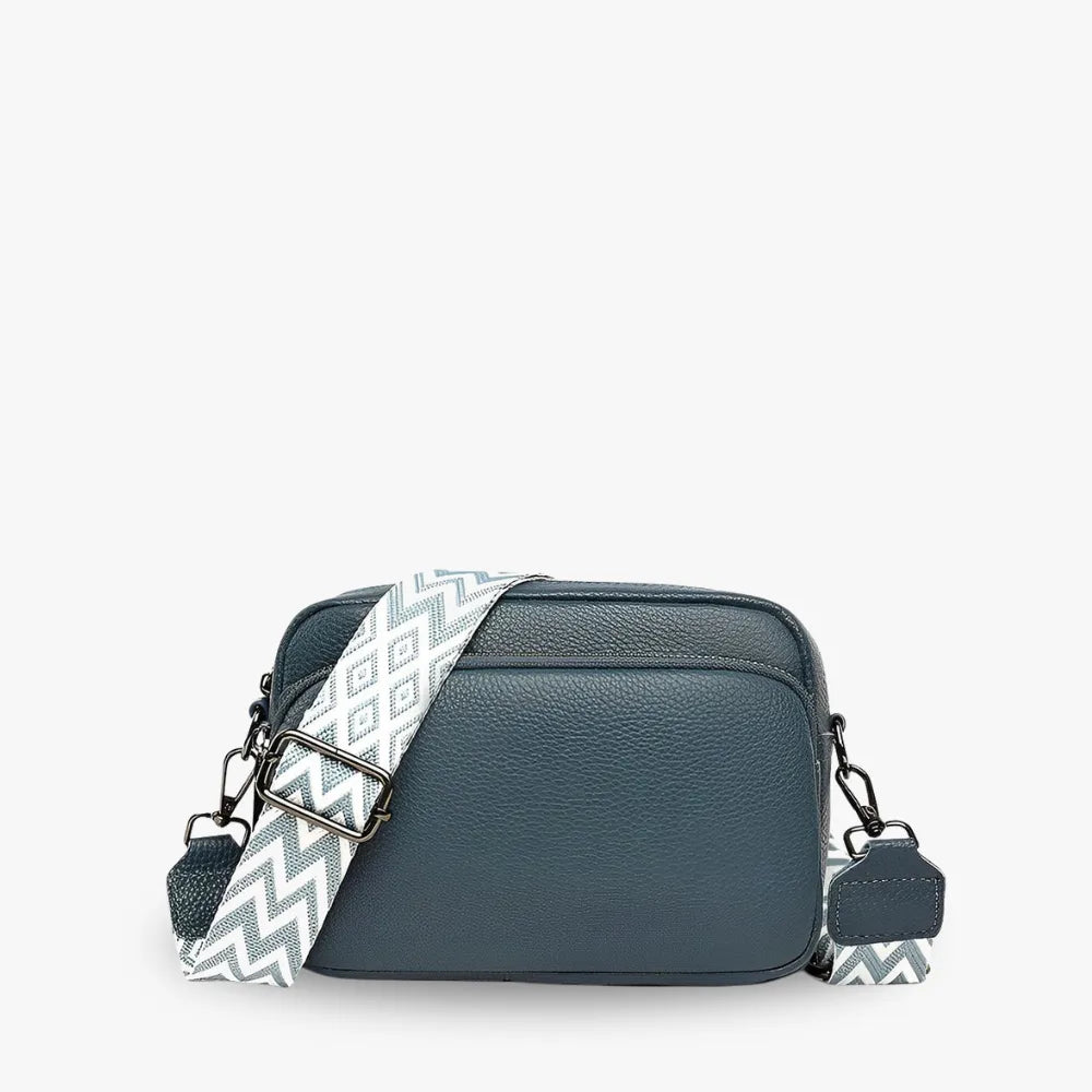 Petit sac bandoulière en simili cuir à sangle brodée