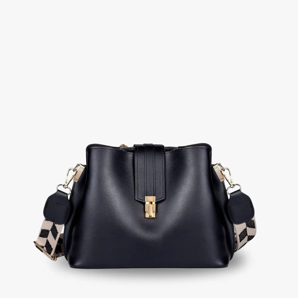 Sac bandoulière en simili cuir à fermoir métallique