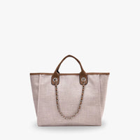Sac cabas vintage en toile à bandoulière chaîne
