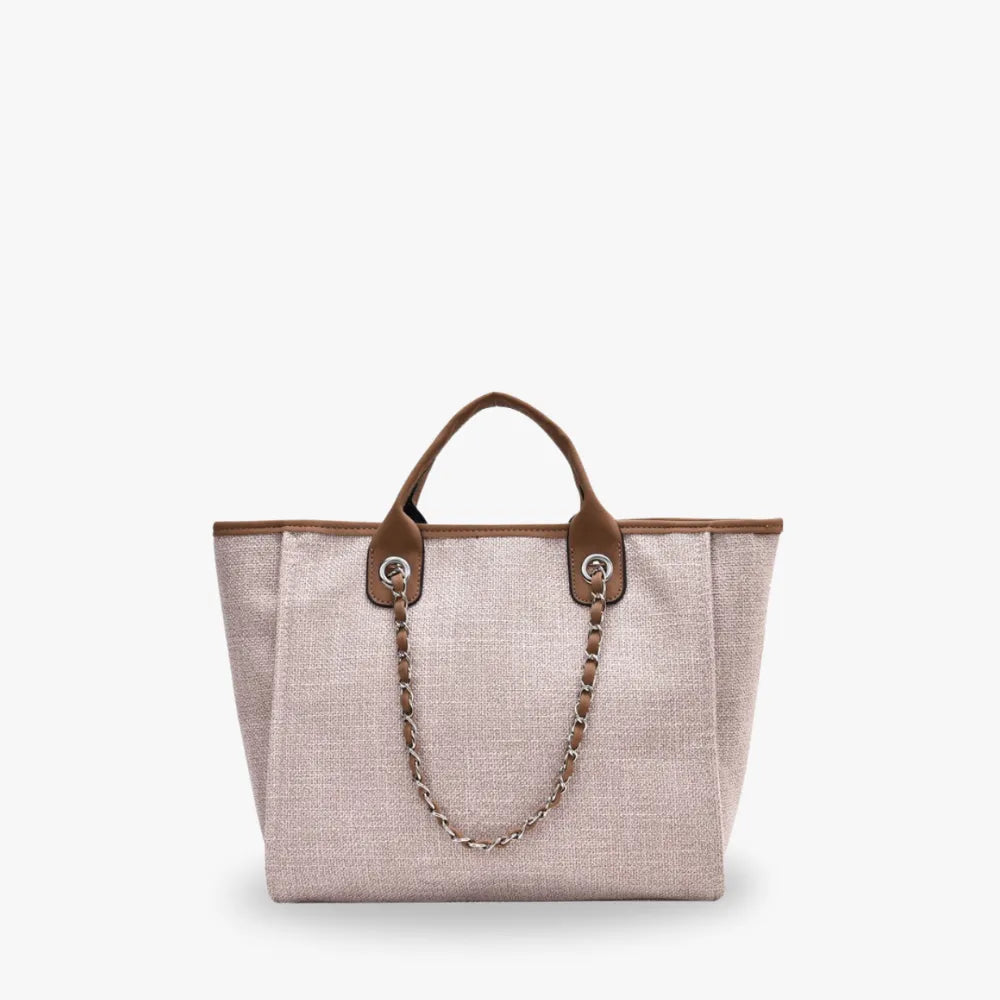 Sac cabas vintage en toile à bandoulière chaîne