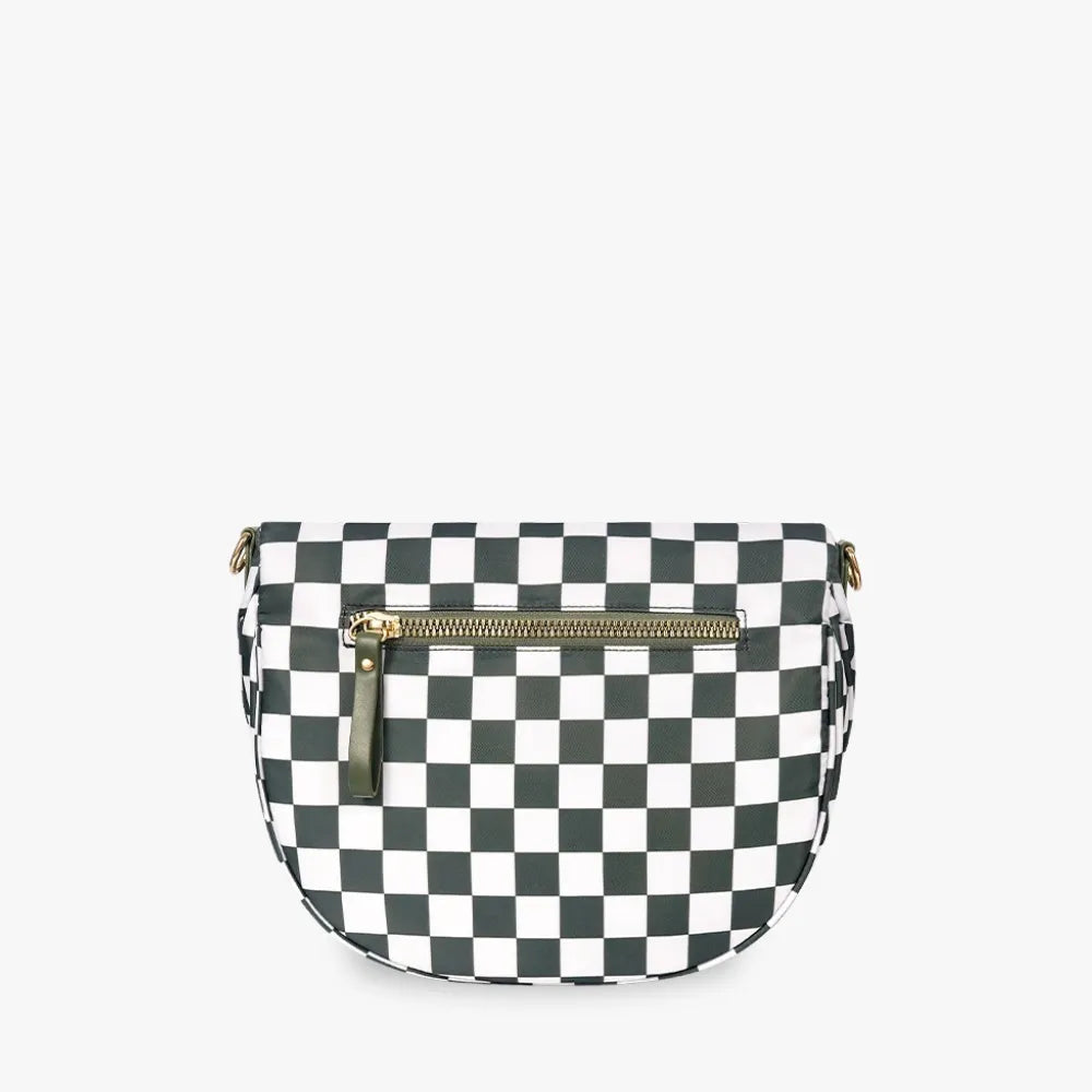 Sac bandoulière à damier en nylon déperlant
