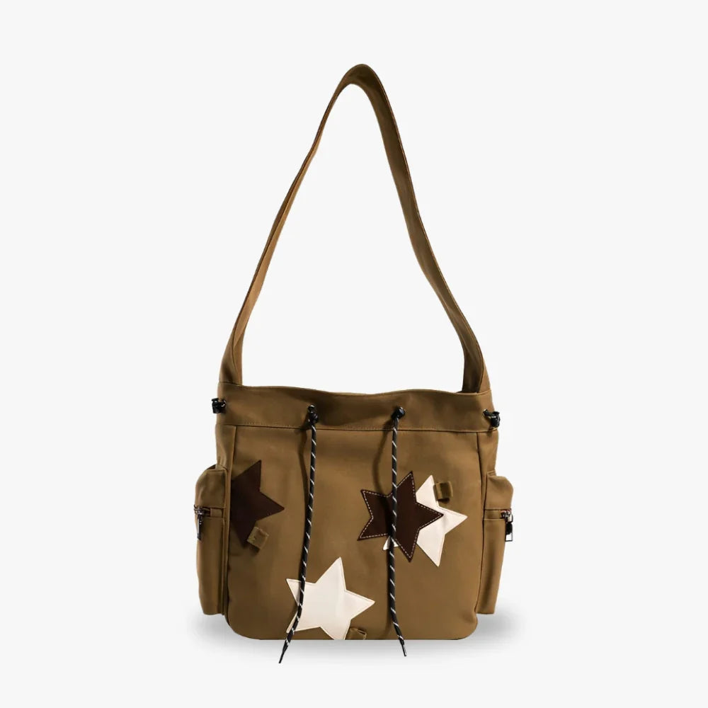 Sac hobo en toile à patchs étoiles