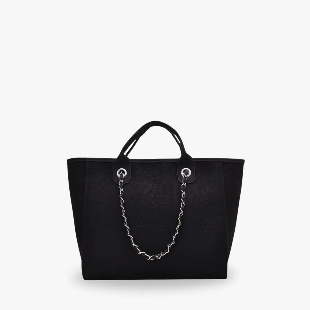 Sac cabas vintage en toile à bandoulière chaîne