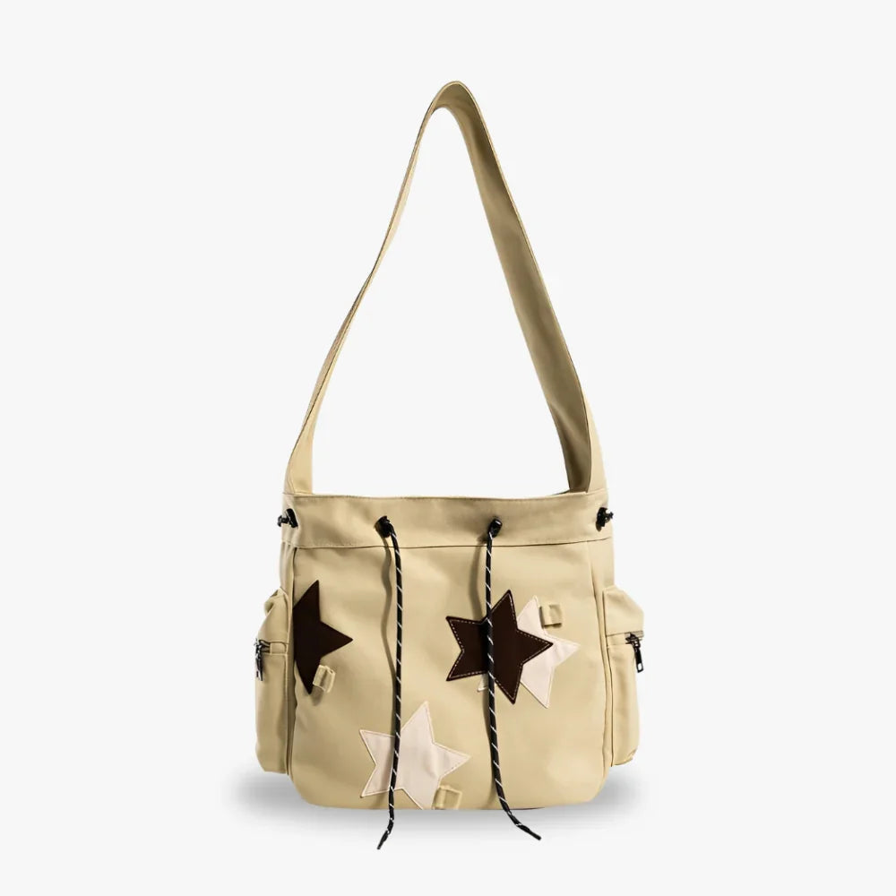 Sac hobo en toile à patchs étoiles