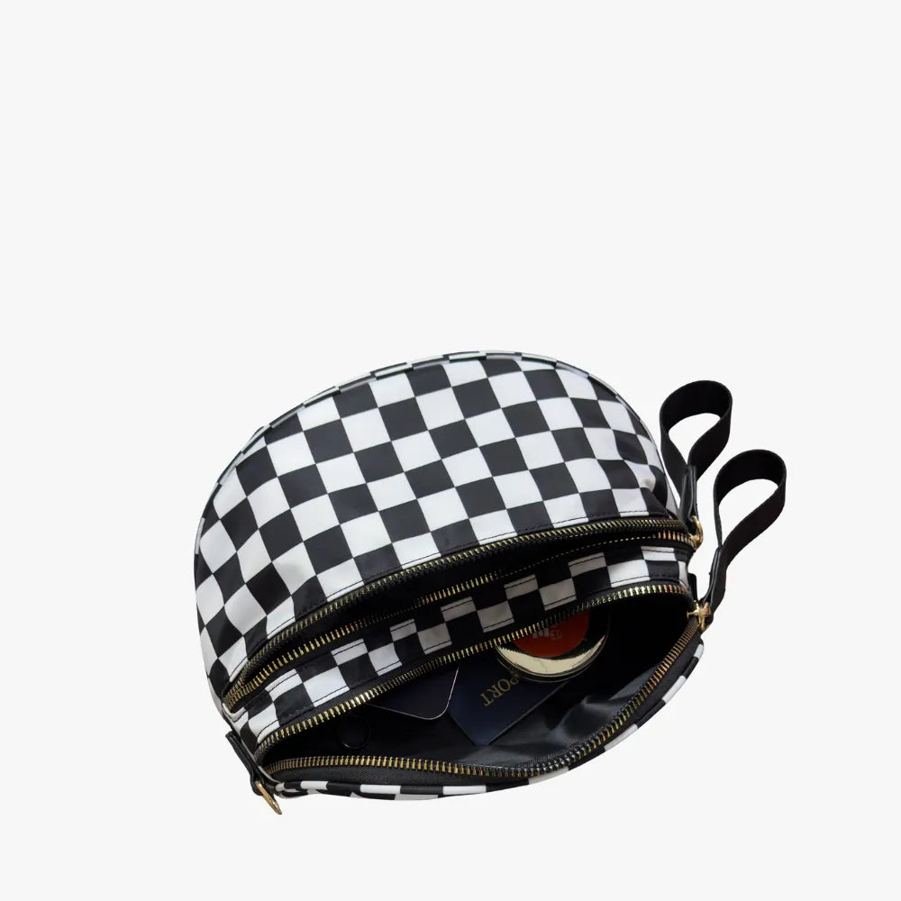 Sac bandoulière à damier en nylon déperlant