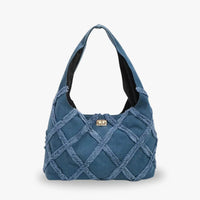 Sac hobo en jean à fermoir tournant doré