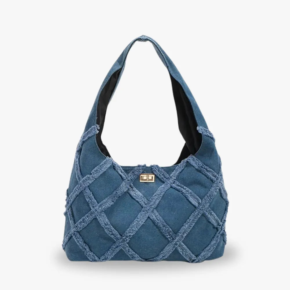 Sac hobo en jean à fermoir tournant doré
