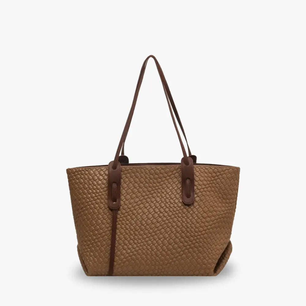 Sac cabas tressé en simili cuir à anses larges
