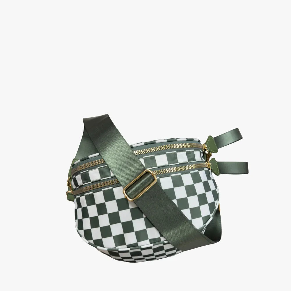 Sac bandoulière à damier en nylon déperlant