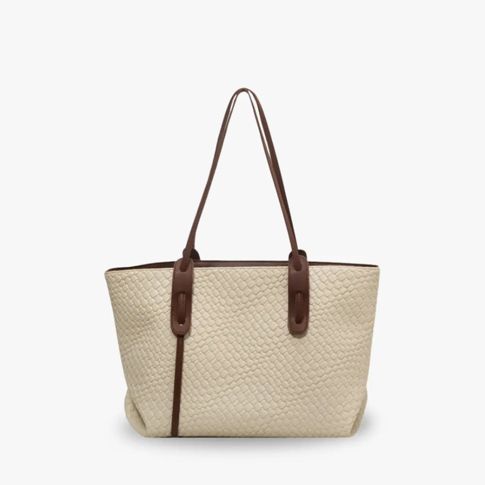 Sac cabas tressé en simili cuir à anses larges