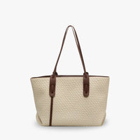 Sac cabas tressé en simili cuir à anses larges