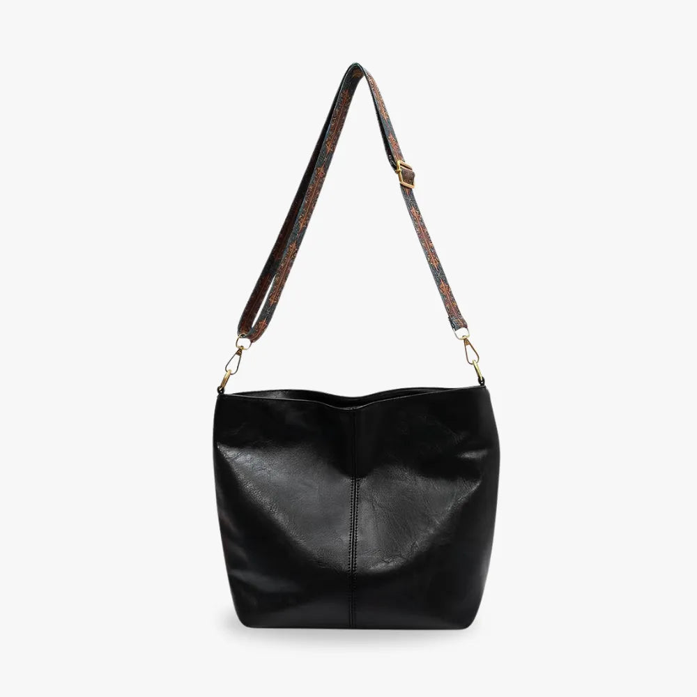 Sac bandoulière en simili cuir à sangle en tissu