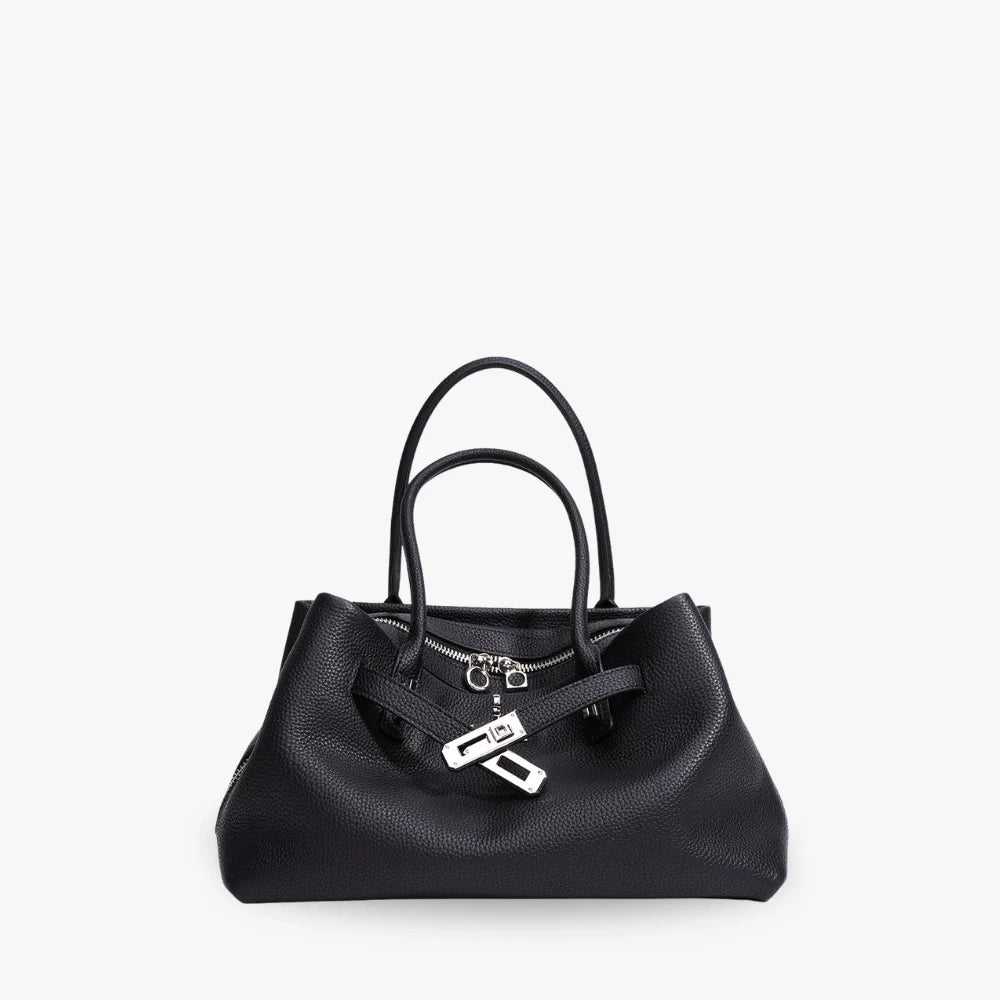 Sac à main en cuir véritable grainé à bandoulière