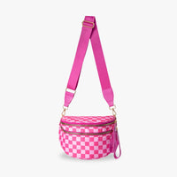 Sac bandoulière à damier en nylon déperlant
