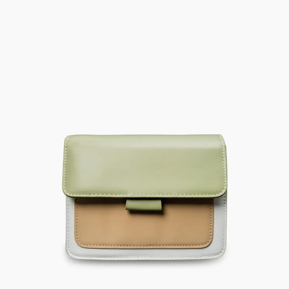 Mini sac bandoulière bicolore en simili cuir