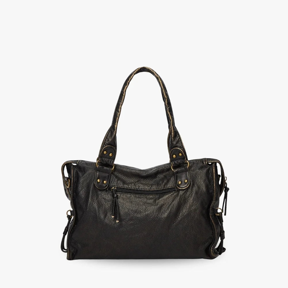 Sac bandoulière en simili cuir grainé à bords bronze
