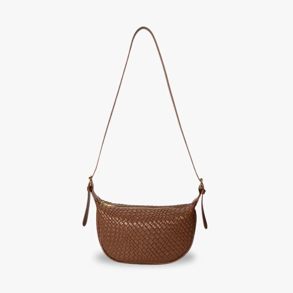 Sac croissant en simili cuir à détail tressé
