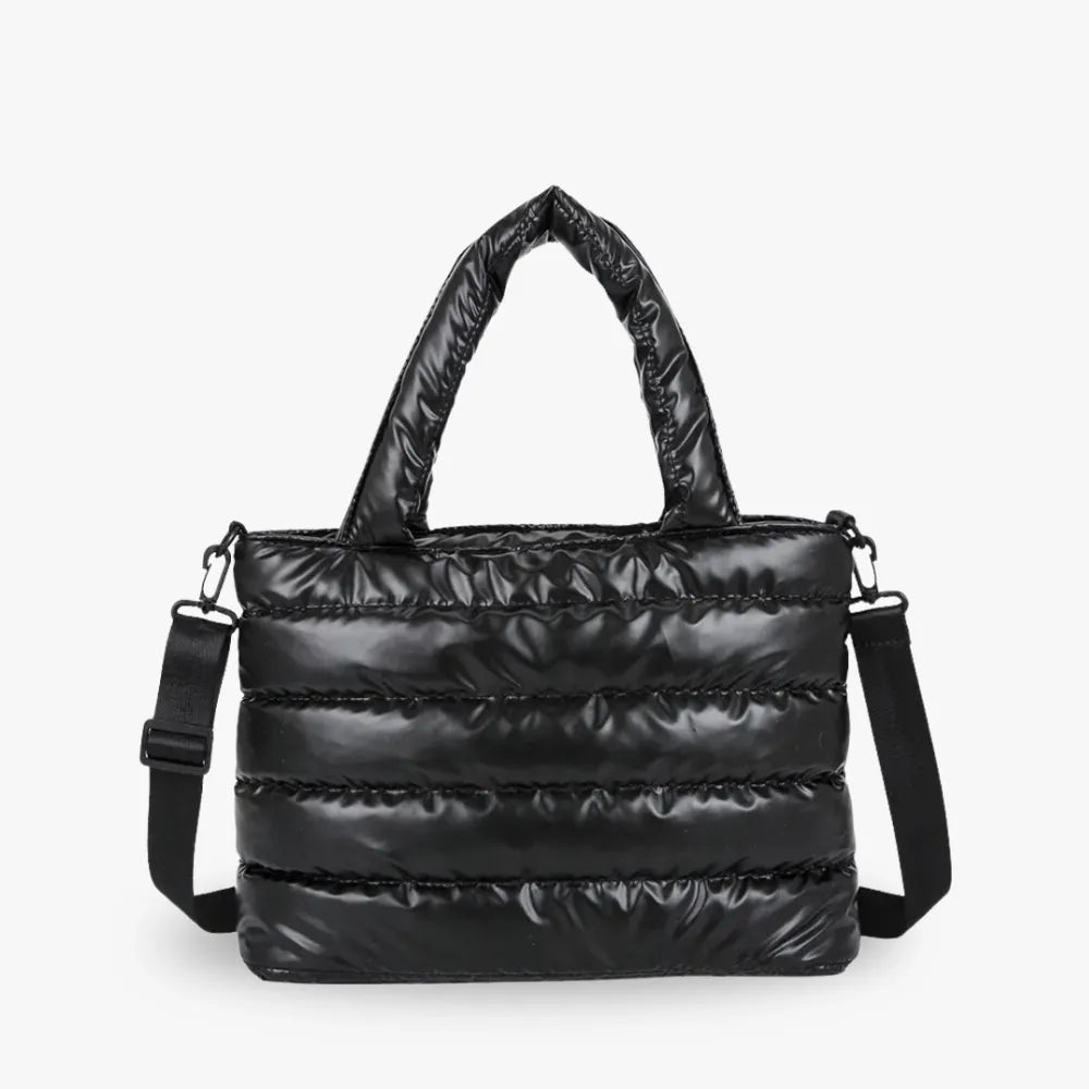 Sac cabas zippé en nylon à bandoulière amovible