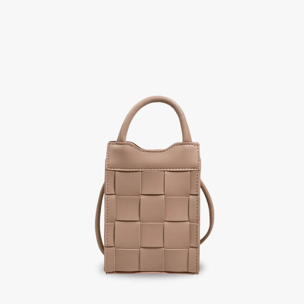 Mini sac à main tressé en simili cuir
