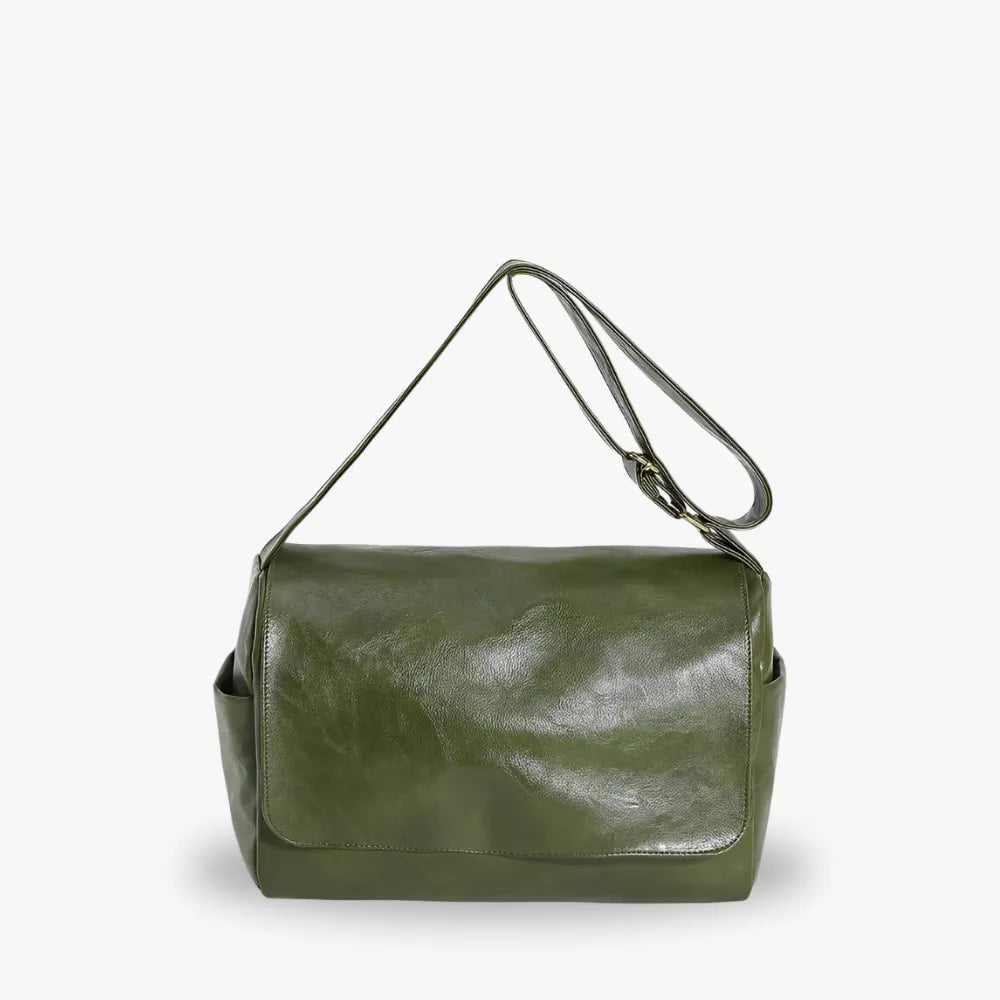 Sac cabas en simili cuir à rabat et bandoulière