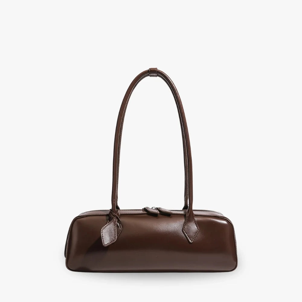 Sac à main allongé en cuir véritable brillant