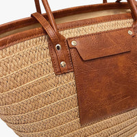 Sac cabas tressé en paille à double anse