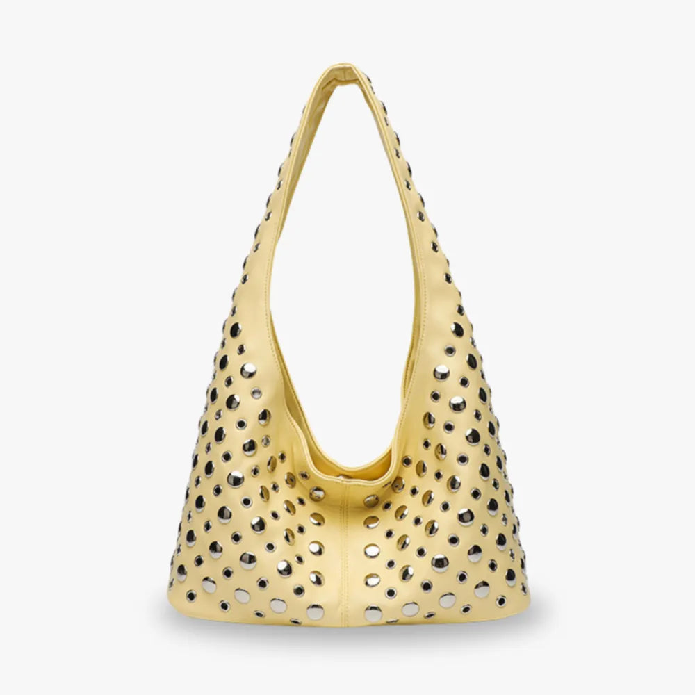 Sac hobo en simili cuir à rivets métalliques