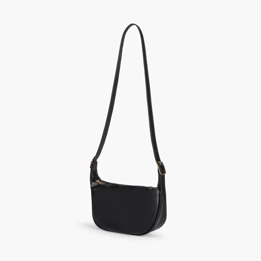 Sac demi-lune porté épaule en simili cuir lisse