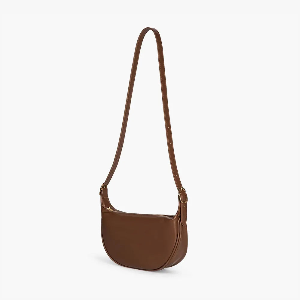 Sac demi-lune porté épaule en simili cuir lisse