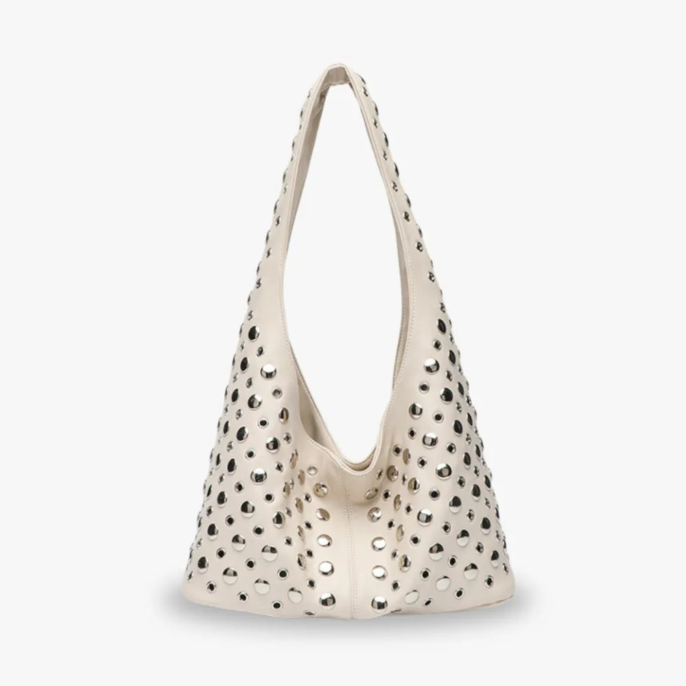 Sac hobo en simili cuir à rivets métalliques