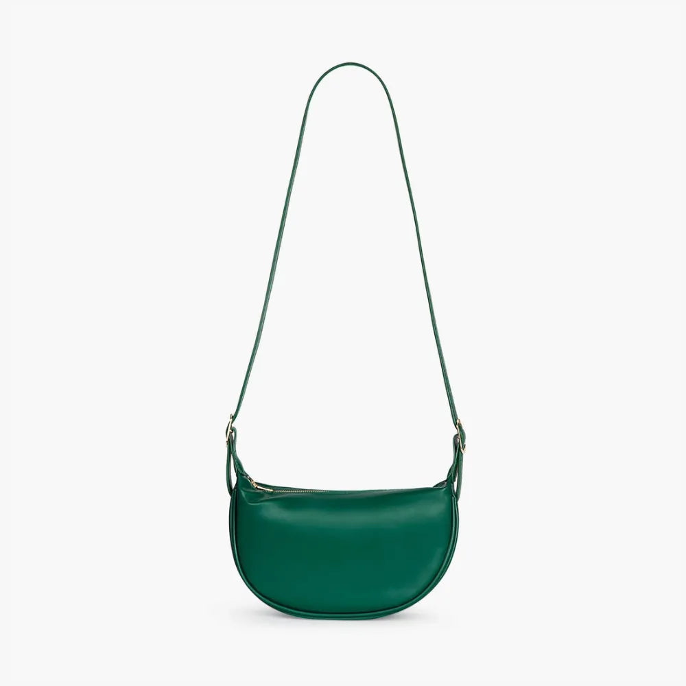 Sac demi-lune porté épaule en simili cuir lisse