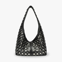 Sac hobo en simili cuir à rivets métalliques