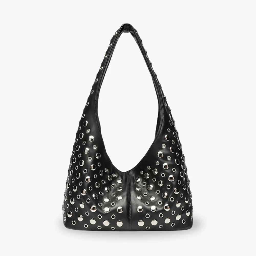 Sac hobo en simili cuir à rivets métalliques
