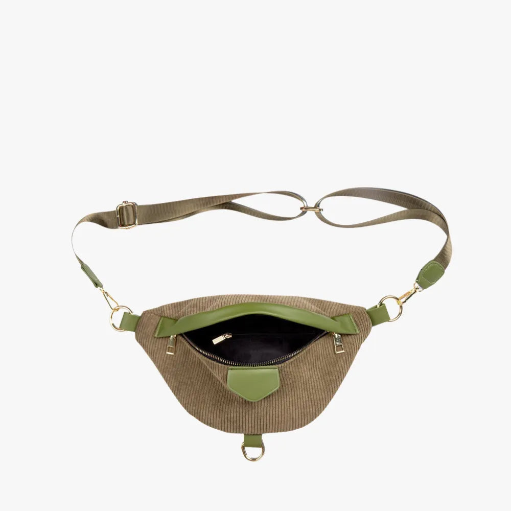 Sac banane en velours côtelé à bandoulière amovible