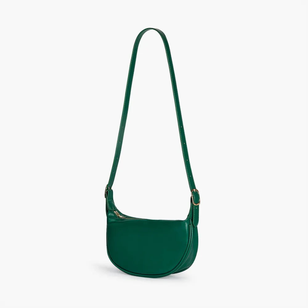 Sac demi-lune porté épaule en simili cuir lisse