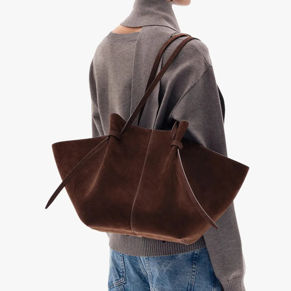 Grand sac cabas en suédine pour ordinateur