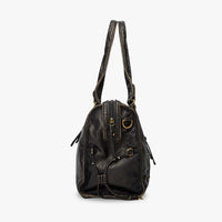 Sac bandoulière en simili cuir grainé à bords bronze