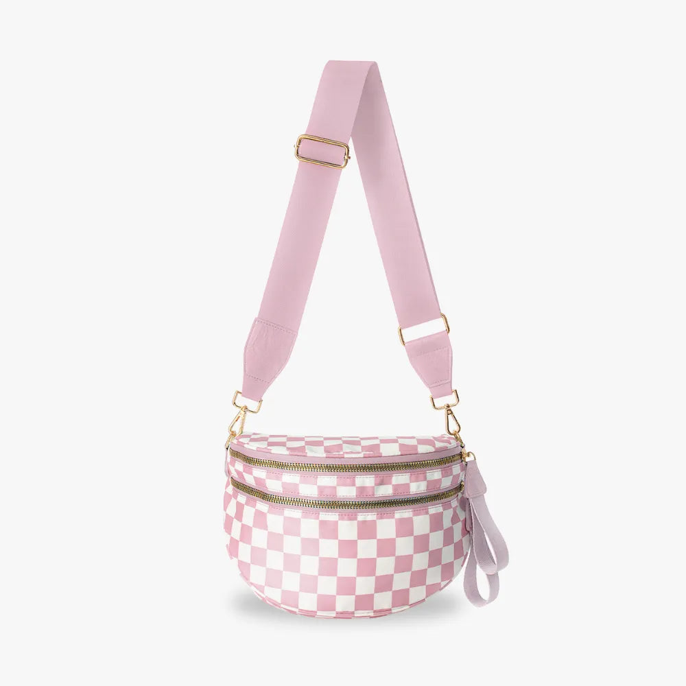 Sac bandoulière à damier en nylon déperlant