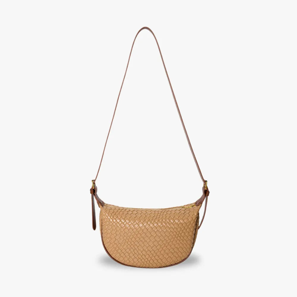 Sac croissant en simili cuir à détail tressé