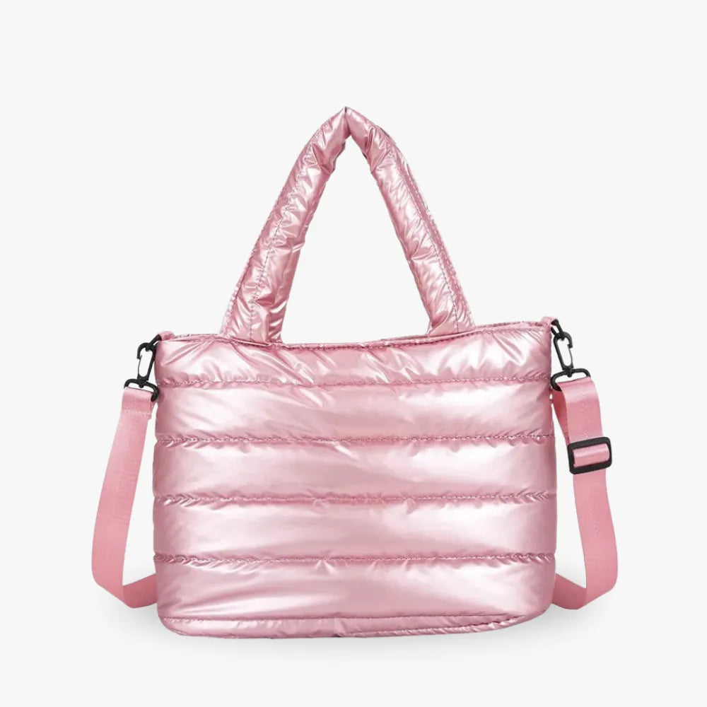 Sac cabas zippé en nylon à bandoulière amovible