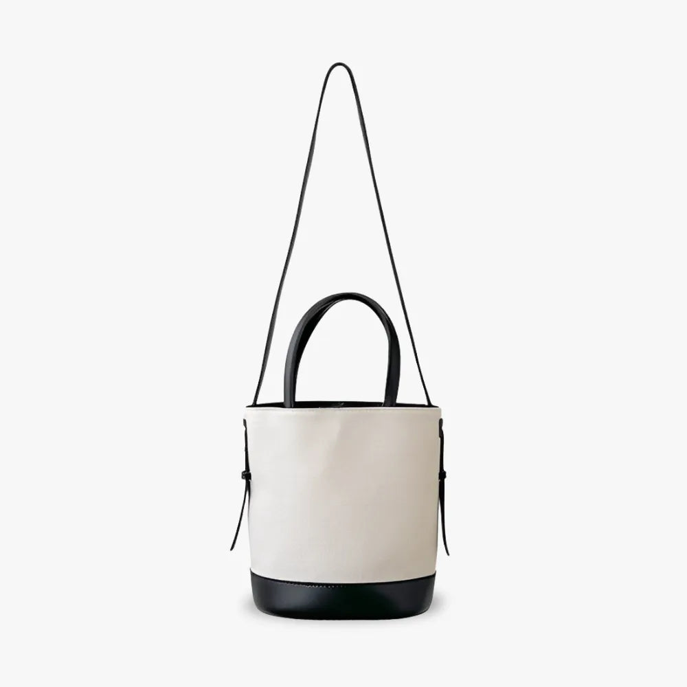 Sac seau en toile texturée à bandoulière réglable