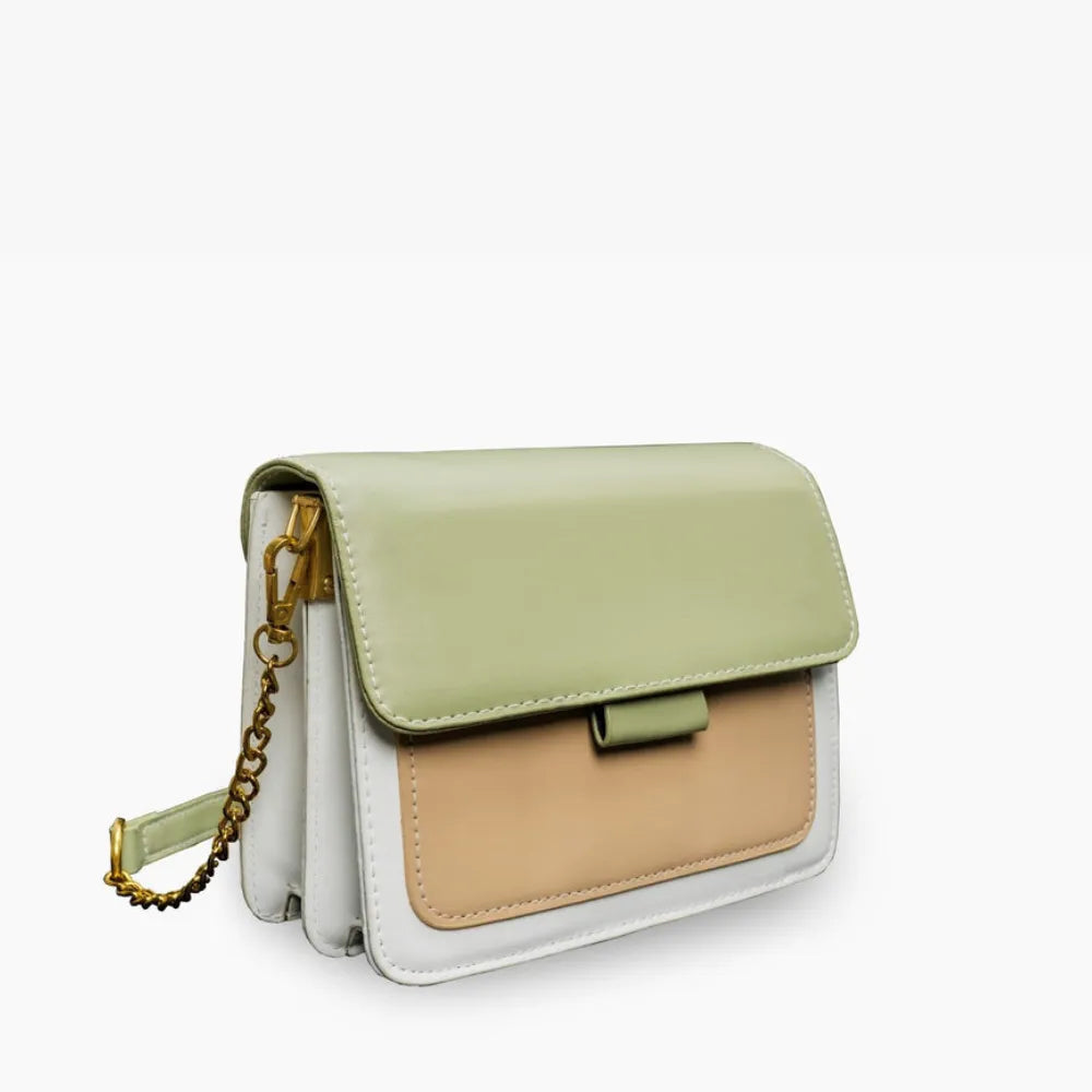 Mini sac bandoulière bicolore en simili cuir